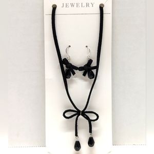 Black Suede Choker and Earrings